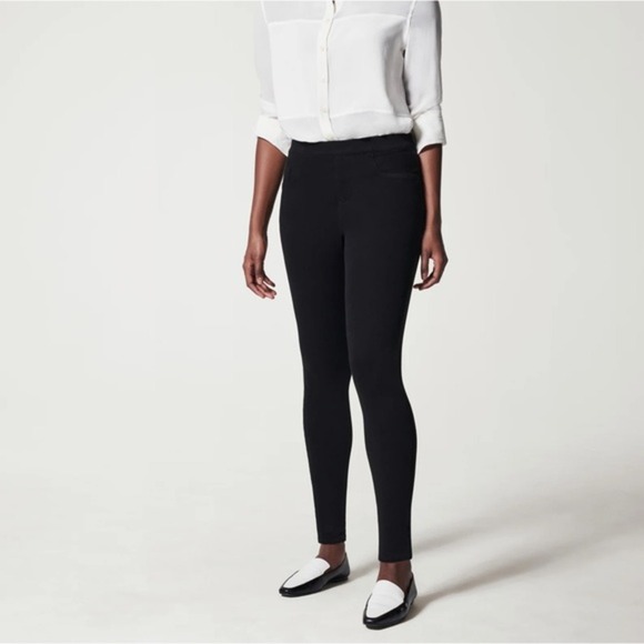 Spanx Jean-ish Ankle Leggings Womens S Shape Wear Pull On Black‎ Pants Casual - Picture 1 of 9